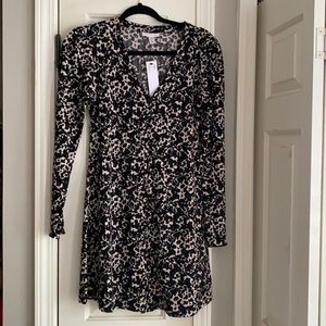 Topshop long sleeve animal print button down dress